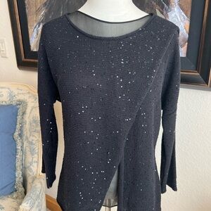 Fabiana Filippe Black Sequin Silk and Cashmere Sweater Size M